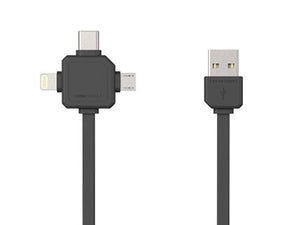 Allocacoc 3in1 USB CABLE - Type-C/Apple Lightning/Micro-USB (Grey) - 2tech ltd