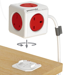 Allocacoc PowerCube Extended 3 meter 5way Wall Socket Adapter (Red) - 2tech ltd