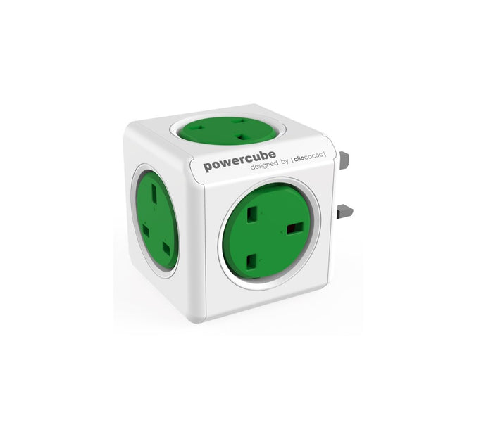 Allocacoc PowerCube Original 5way Wall Socket Adapter Outlet (Kelly Green)