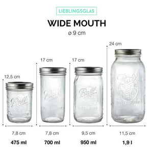 4 Pack Ball Mason Signature Preserving Jars 945ml Wide Mouth With Recipe Insert - 2tech ltd
