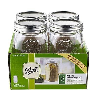 Ball Mason Signature Preserving Jars 945ml Wide Mouth With Recipe Insert - 4 Pack