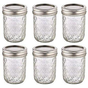 6 Pack Ball Mason Quilted Design Preserving Jars 240ml Regular Mouth With Recipe Insert - 2tech ltd