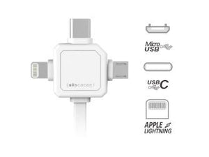 Allocacoc 3in1 USB CABLE - Type-C/Apple Lightning/Micro-USB (White) - 2tech ltd