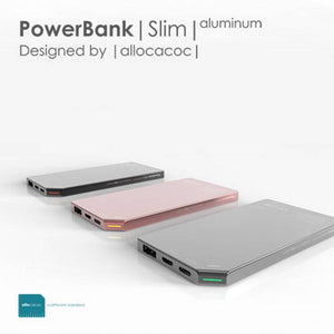 Allocacoc PowerBank |Slim| Aluminium 5000mah - High Powered 2.4amp Output - 2tech ltd