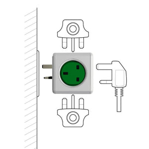 Allocacoc PowerCube Original 5way Wall Socket Adapter Outlet (Kelly Green) - 2tech ltd