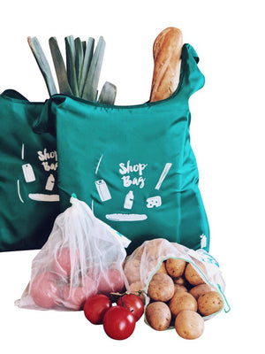 Carrinet Shop Set - Reusable Grocery Shopping Bags | 100 % recycled rPet | Washable, Durable, Foldable and Lightweight - 2tech ltd