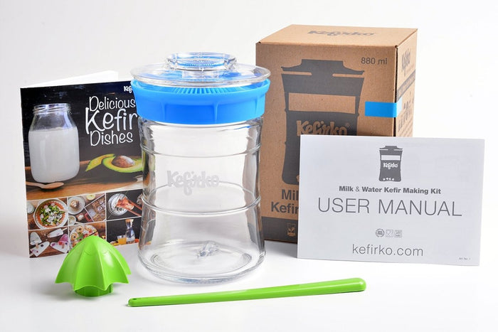 KefirKo Fermenter Kit 848ml - Easily Make Milk & Water Kefir or Kombucha at Home